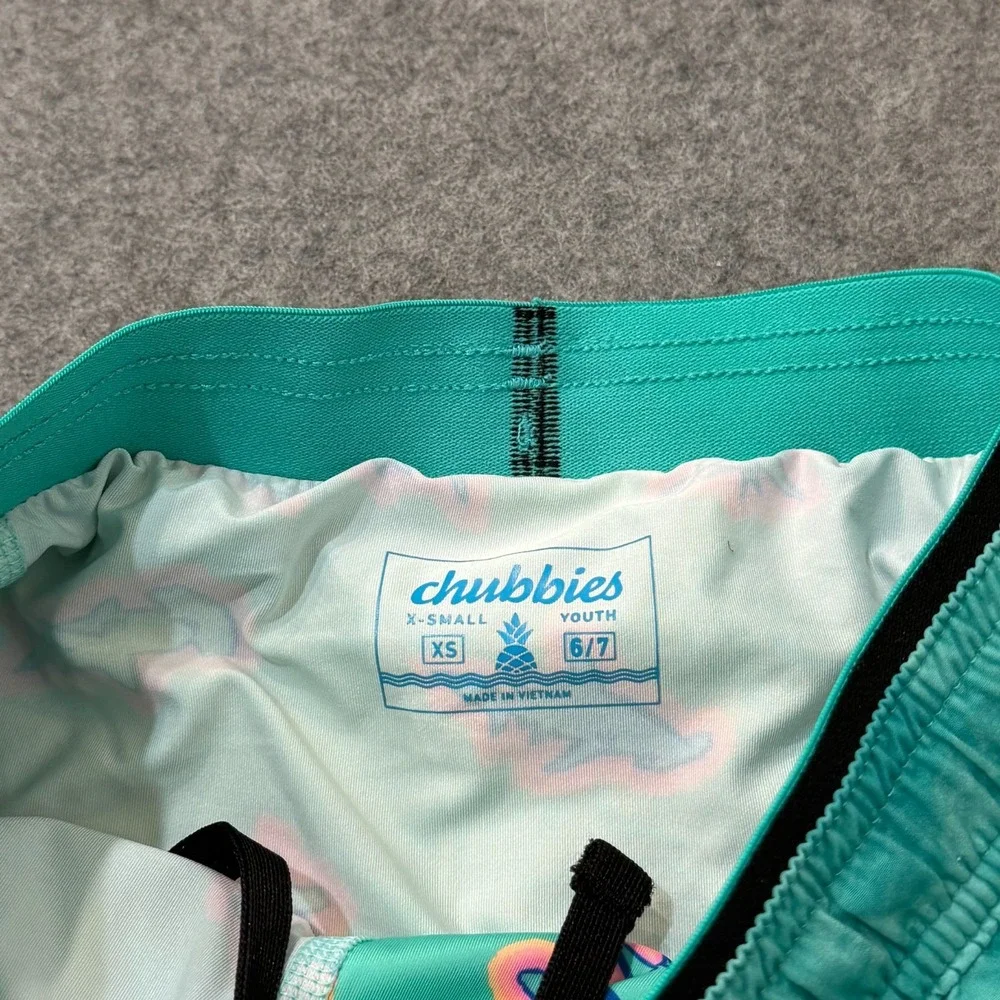 Chubbies Boys Green Tie Dye Apex Swimmers Lined Shorts Youth Size XS 6/7
